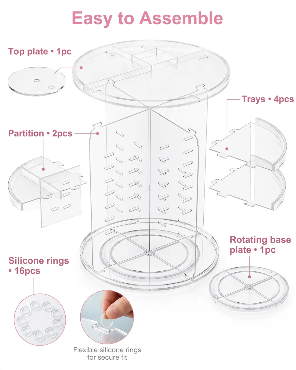 360° Rotating Makeup Organizer – Large Capacity Acrylic Cosmetic Storage Box