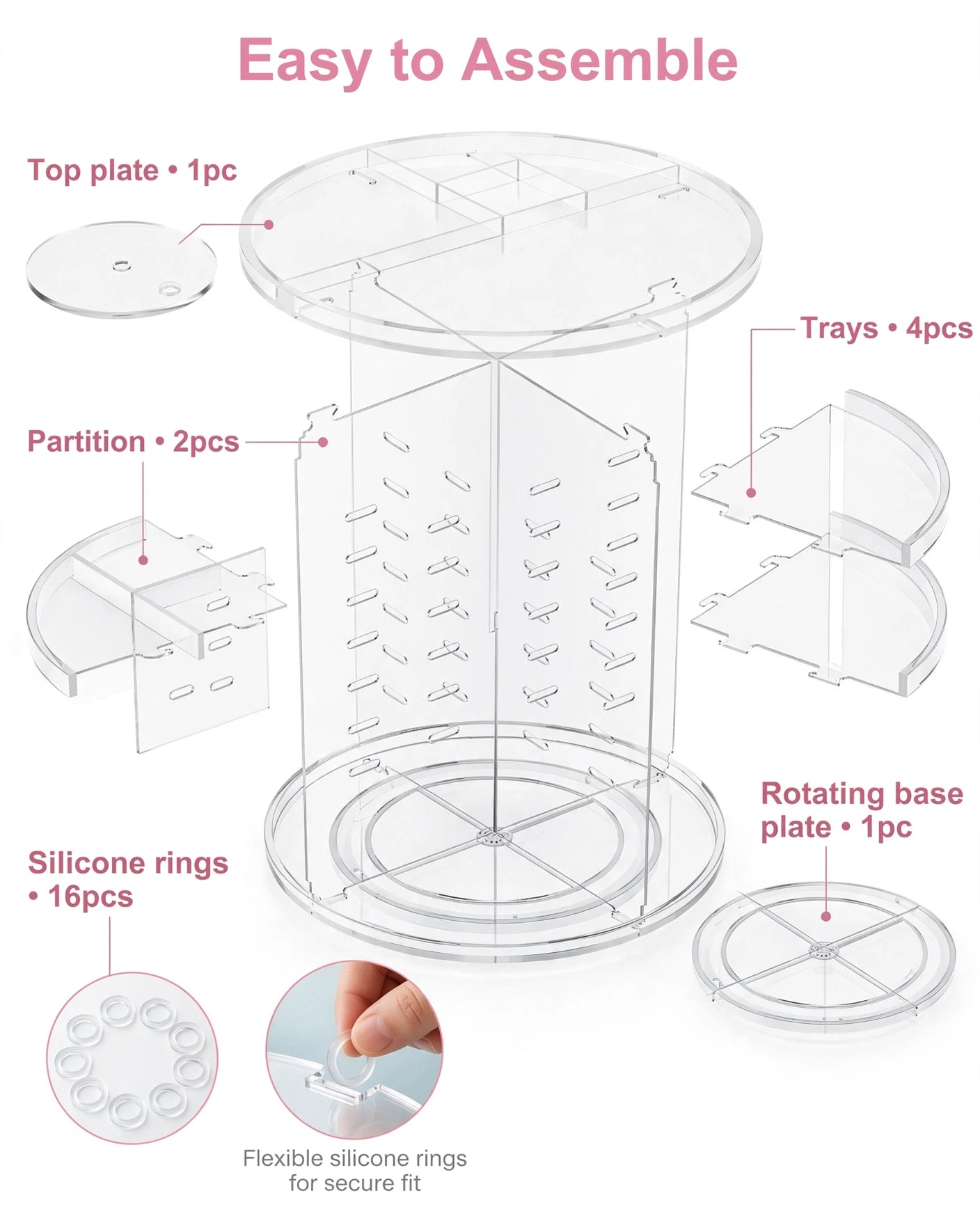 360° Rotating Makeup Organizer – Large Capacity Acrylic Cosmetic Storage Box