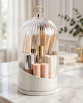 Premium Acrylic Multi-Grid Rotating Makeup Organizer with Dustproof Lid Lipstick & Eyeshadow Storage & Pen Holder