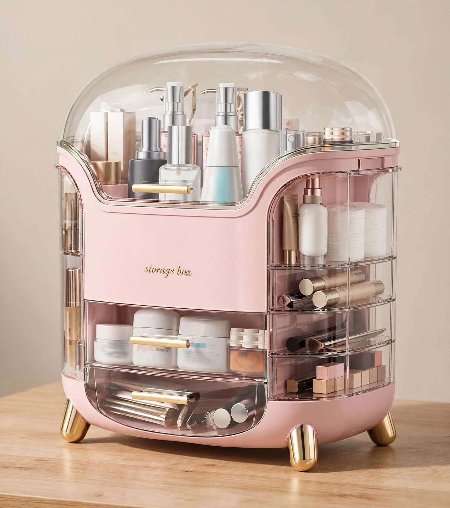Premium Dustproof Cosmetic Organizer with Drawers – Large Capacity Makeup Storage