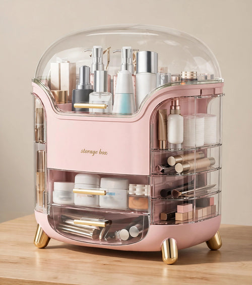 Premium Dustproof Cosmetic Organizer with Drawers – Large Capacity Makeup Storage