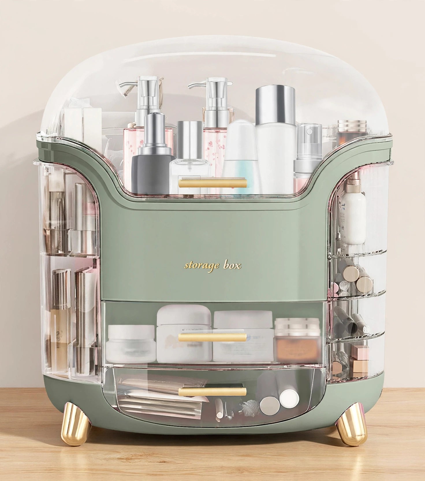 Premium Dustproof Cosmetic Organizer with Drawers – Large Capacity Makeup Storage